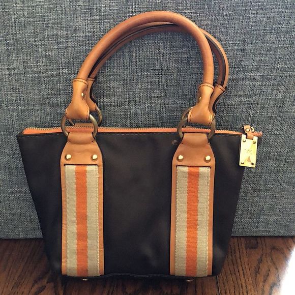 MICHAEL KORS Brown Orange Beige Hand Bag With Leather Handles - Picture 2 of 16